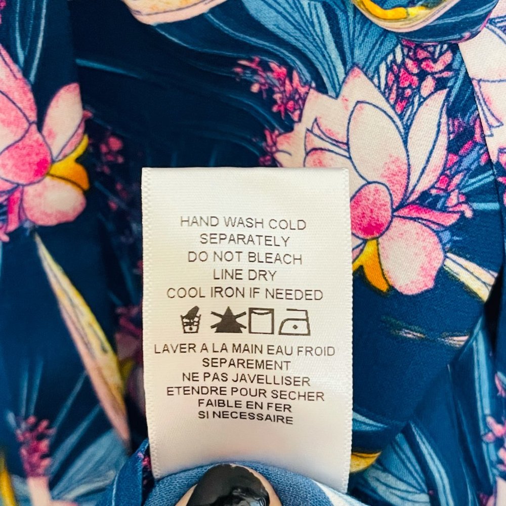 RO & DE Blue Pink Floral One Shoulder Blouse Large - Picture 3 of 9